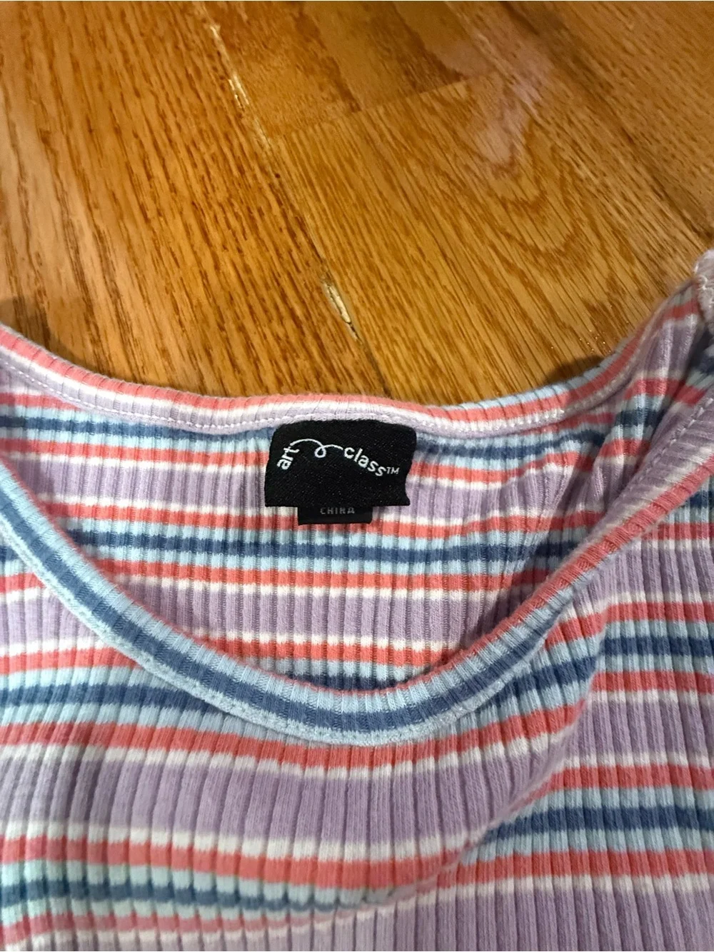 art class Pink and Blue Striped Short Sleeve Knit Dress
